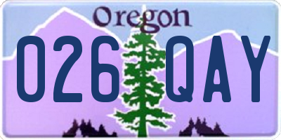 OR license plate 026QAY