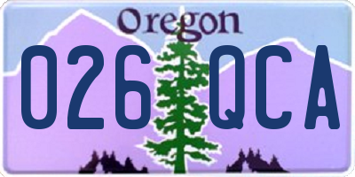 OR license plate 026QCA