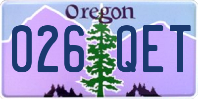 OR license plate 026QET