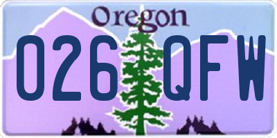 OR license plate 026QFW