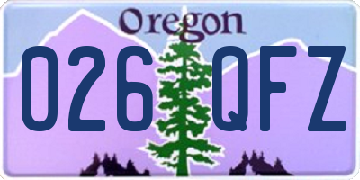 OR license plate 026QFZ