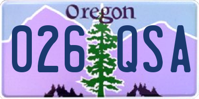 OR license plate 026QSA
