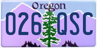 OR license plate 026QSC