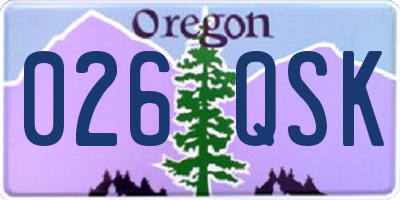 OR license plate 026QSK