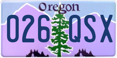 OR license plate 026QSX