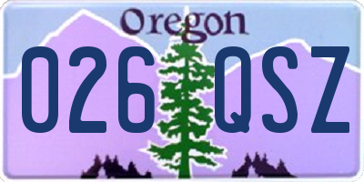 OR license plate 026QSZ