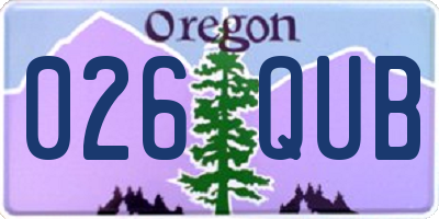 OR license plate 026QUB