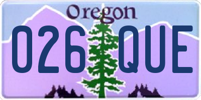 OR license plate 026QUE
