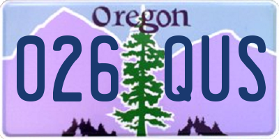OR license plate 026QUS