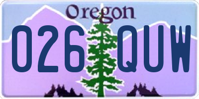 OR license plate 026QUW