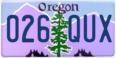 OR license plate 026QUX