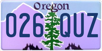 OR license plate 026QUZ