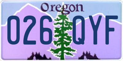 OR license plate 026QYF
