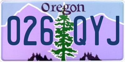 OR license plate 026QYJ