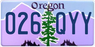 OR license plate 026QYY