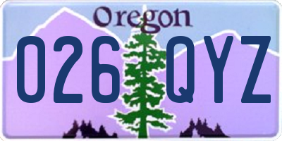 OR license plate 026QYZ