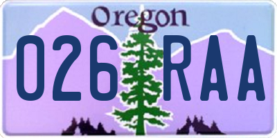 OR license plate 026RAA