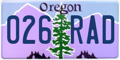 OR license plate 026RAD