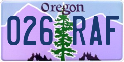 OR license plate 026RAF