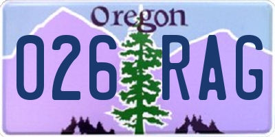 OR license plate 026RAG