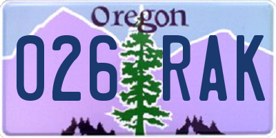 OR license plate 026RAK