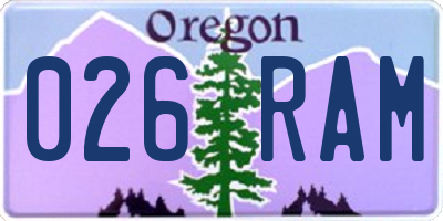 OR license plate 026RAM