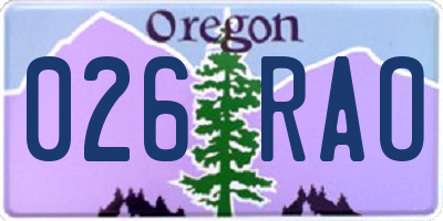 OR license plate 026RAO