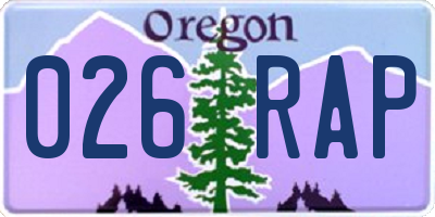 OR license plate 026RAP