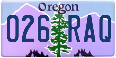 OR license plate 026RAQ