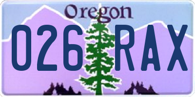 OR license plate 026RAX