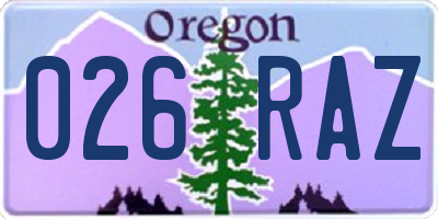 OR license plate 026RAZ