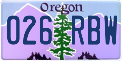 OR license plate 026RBW