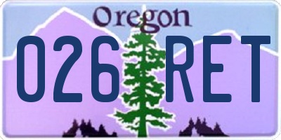OR license plate 026RET