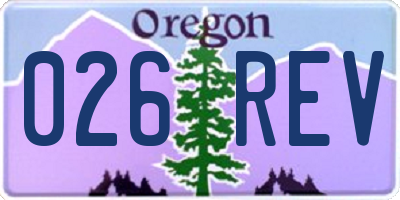 OR license plate 026REV