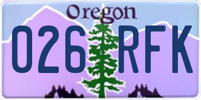 OR license plate 026RFK