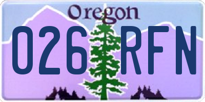 OR license plate 026RFN
