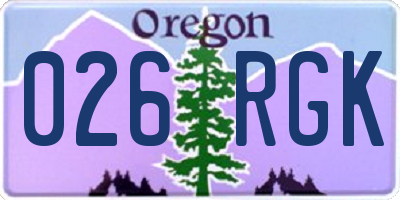OR license plate 026RGK