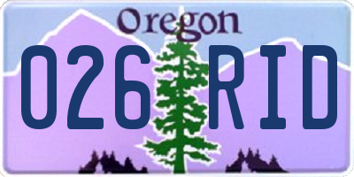 OR license plate 026RID