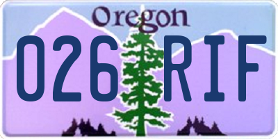 OR license plate 026RIF