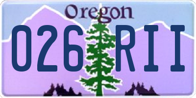 OR license plate 026RII