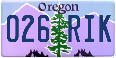 OR license plate 026RIK