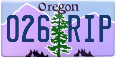 OR license plate 026RIP