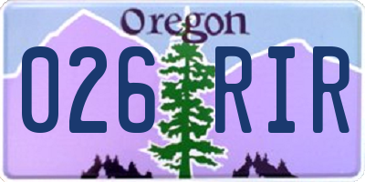 OR license plate 026RIR