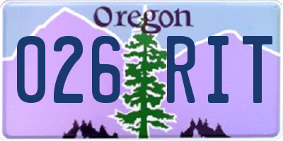 OR license plate 026RIT