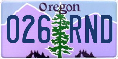 OR license plate 026RND