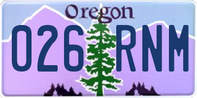 OR license plate 026RNM