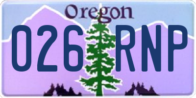 OR license plate 026RNP
