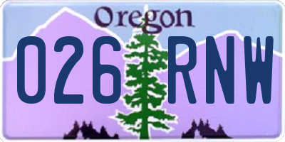 OR license plate 026RNW