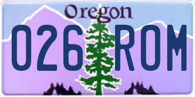 OR license plate 026ROM