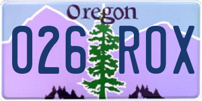 OR license plate 026ROX
